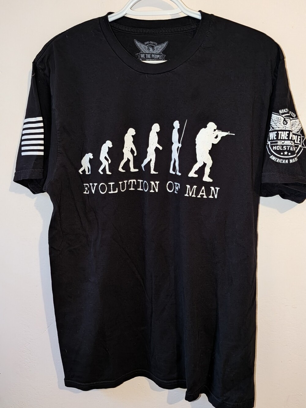 We The People Black 'Evolution of Man' Graphic Short Sleeve Tee Size Large